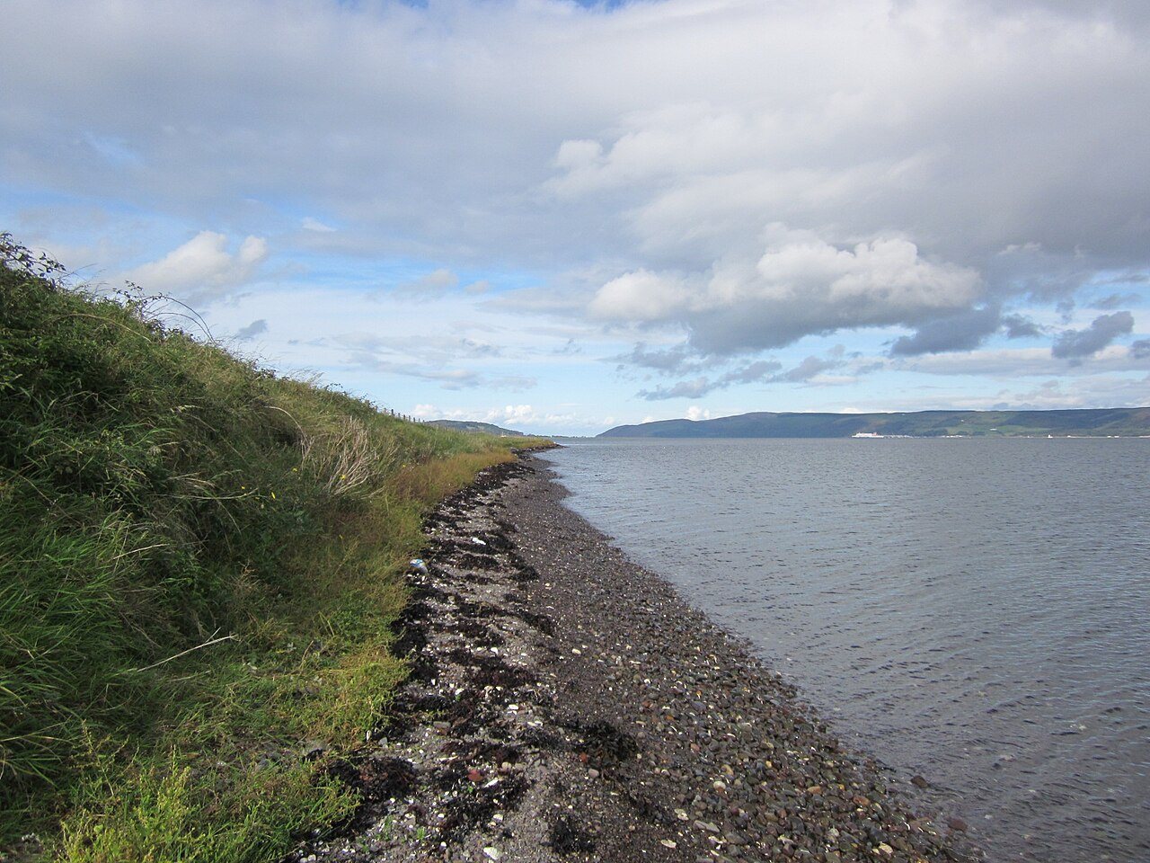 The saltwater shoreline of Loch Ryan.