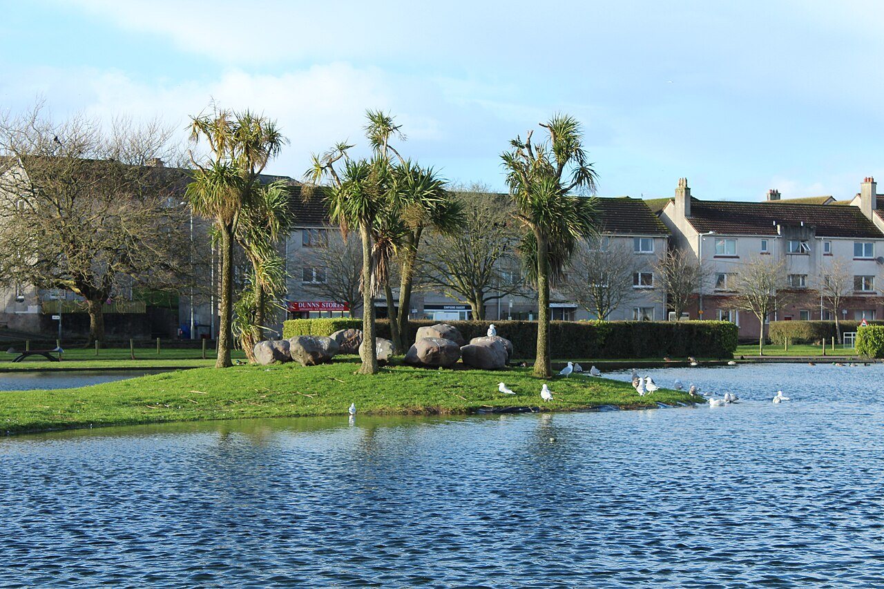 The boating pond and island in Agnew Park, Stranraer.