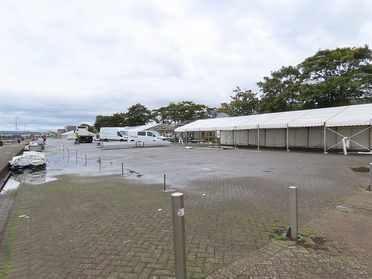 Marquees being prepared for the Stranraer Oyster Festival in 2026; this is a recorded scene rather than current event information.